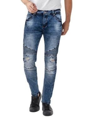Xray Jeans Raw X Distressed Moto Slim Jeans - Blue