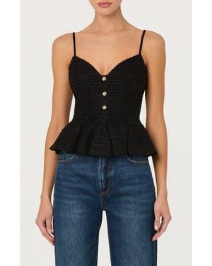 Astr Paislee Texture Peplum Top - Black