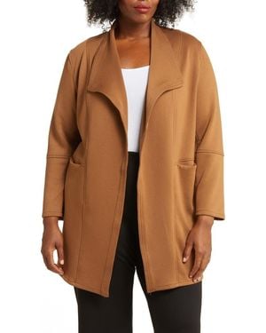 Max Studio Draped Collar Scuba Jacket - Brown