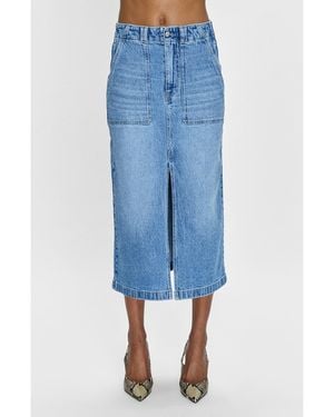 Pistola Sammie Carpenter High Waist Denim Midi Skirt - Blue