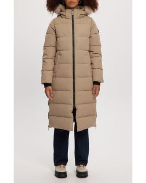 Noize Winter Long Parka With Faux Fur Trim - Natural