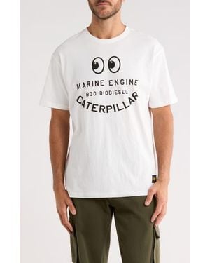 CAT WWR Relaxed Fit Engine Graphic T-Shirt - White