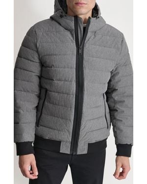 DKNY Zip Front Quilted Jacket - Gray