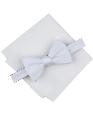 Original Penguin Textured Satin Bow Tie & Pocket Square Set - White