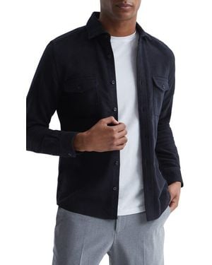 Reiss Miami Cotton Button-Up Shirt - Blue