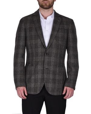 Flynt Plaid Wool Blend Sport Coat - Black