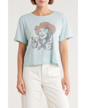 Lucky Brand Cheers To The Cowgirls Graphic T-Shirt - Blue