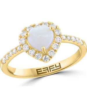 Effy Opal Heart & Diamond Halo Ring - Metallic