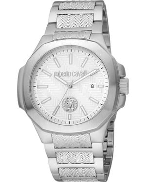 Roberto Cavalli Three-Hand Quartz Stainless Steel Bracelet Watch, 41Mm - Metallic