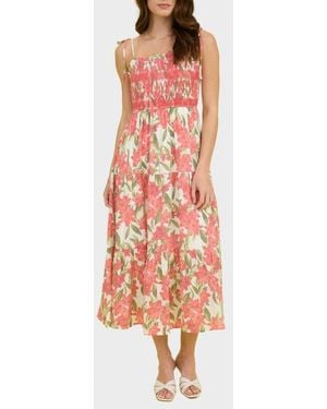 Blu Pepper Smocked Midi Dress - Multicolor