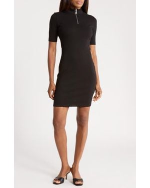 BOSS Nasiia Short Sleeve Quarter Zip Dress - Black
