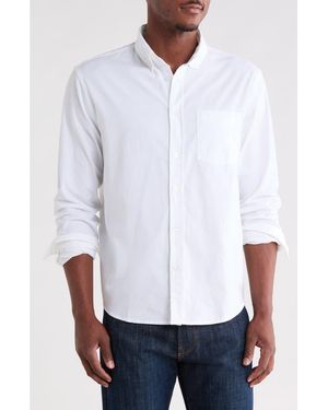 Denim and Flower Stretch Cotton Oxford Long Sleeve Button-Down Shirt - White
