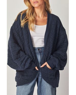 BLUEGREY Quilted Cotton Blend Cardigan Sweatshirt - Blue