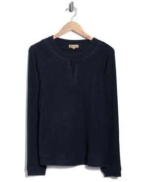 Democracy Twofer Long Sleeve Ribbed Top - Blue