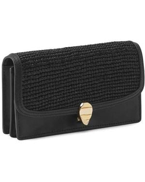 Helen Kaminski Adelia Raffia Trim Leather Wallet - Black