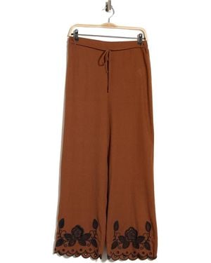 Ellen Tracy Embroidered Pants - Brown