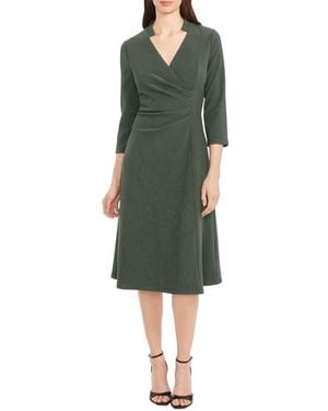 Maggy London Ruched Fit & Flare Midi Dress - Green