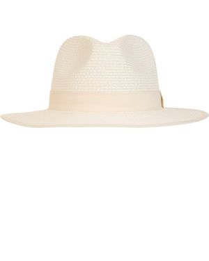 Bruno Magli Ribbon Trim Fedora - White