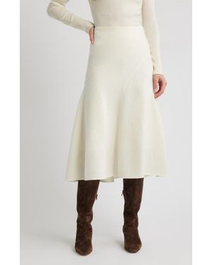 BOSS Vicena Maxi Woven Boiled Wool Skirt - Natural