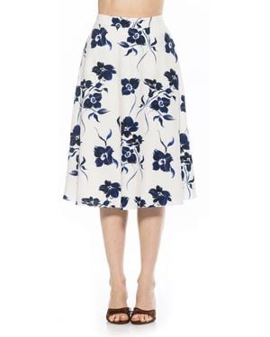 Alexia Admor Mabel Floral Midi Skirt - Blue