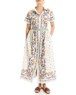 Max Studio Printed Maxi Shirtdress - White