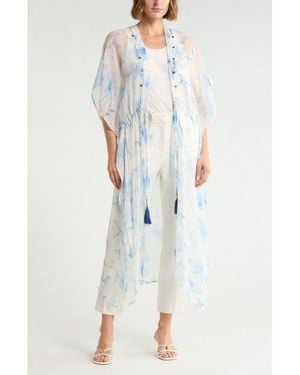 BCBGMAXAZRIA French Sky Floral Print Duster - Blue