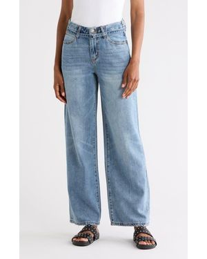 Habitual Brynn Belted High Waist Ankle Wide Leg Jeans - Blue