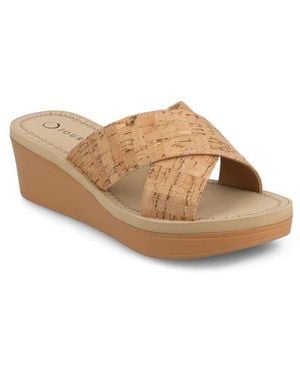 Journee Collection Biara Platform Wedge Sandal - Brown