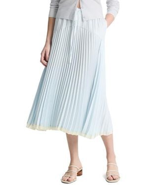 Vince Tiered Pleated Midi Skirt - Blue
