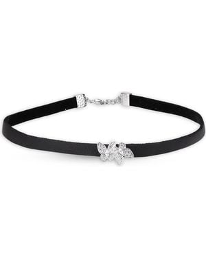 Saachi Pavé Crystal Butterfly Choker Necklace - Black