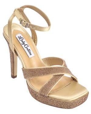 Lady Couture Rhinestone Platform Sandal - Metallic