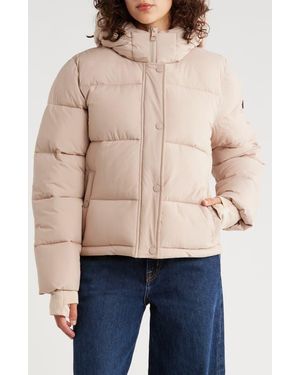 BCBGeneration Missy Hooded Water Resistant Crop Puffer Jacket - Blue