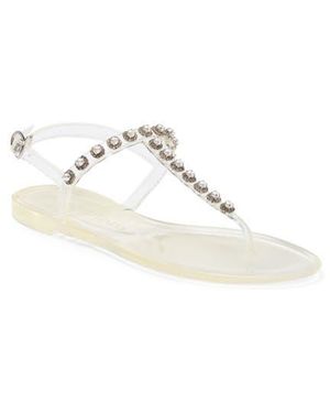 Stuart Weitzman Crystal Embellished Jelly Sandal - Natural