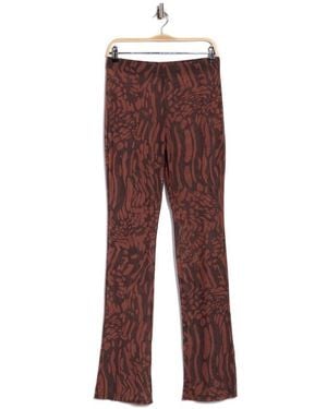 GOOD AMERICAN Animal Print Sheer Mesh Micro Bootcut Pants - Red