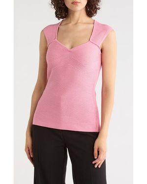 BOSS Fobertino Ribbed Square Neck Top - Pink