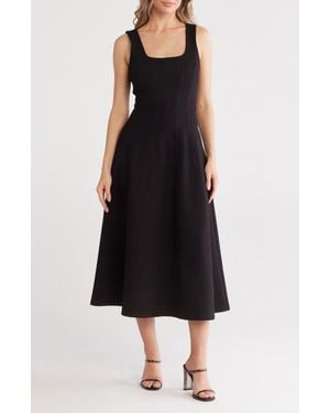 Mila + Mate Square Neck Fit & Flare Dress - Black