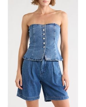 Current/Elliott Strapless Button Front Bustier - Blue