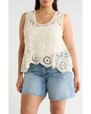 Forgotten Grace Swing Crop Cotton Crochet Top - Natural