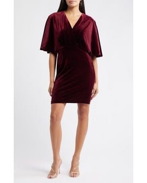 Eliza J Dolman Sleeve Velvet Sheath Dress - Red