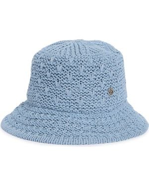 Steve Madden Open Breeze Straw Bucket Hat - Blue