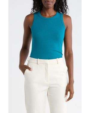 Halogen® Fitted Ribbed Tank Top - Blue