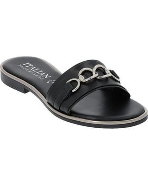 Italian Shoemakers Monik Chain Flat Slide Sandal - Black