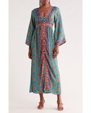 La Fiorentina Bell Sleeve Midi Dress - Multicolor