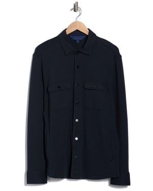 David Donahue Quilted Cotton Overshirt - Blue