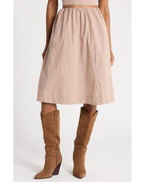 French Connection Gingham Elasticated Skirt - Pink
