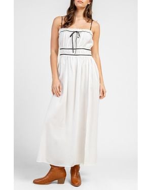 Beivy Yoryu Crinkle Lace Trim Maxi Dress - White