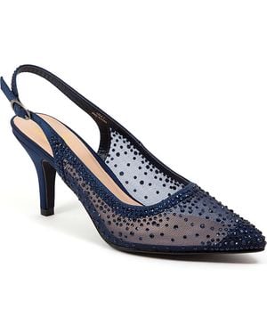 Lady Couture Embellished Slingback Pumps - Blue