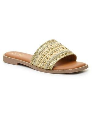 Nicole Miller Rhinestone Woven Slide Sandal - Multicolor