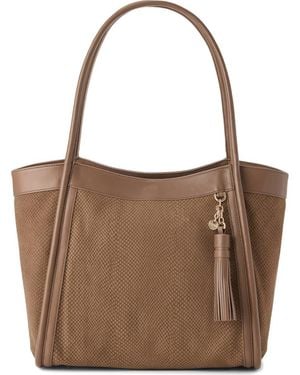 Brahmin Bailee Snake Embossed Leather Tote - Brown