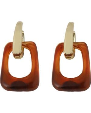 Panacea Rectangle Resin Drop Hoop Earrings - Brown